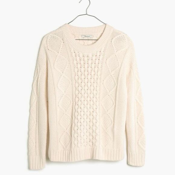 Madewell Sweaters - Madewell Classic Cable Knit Sweater Fisherman Minimalist Beachy Coastal Chunky S